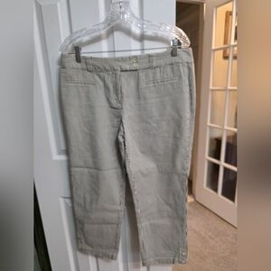 LOFT Navy and White Striped Cropped Pants